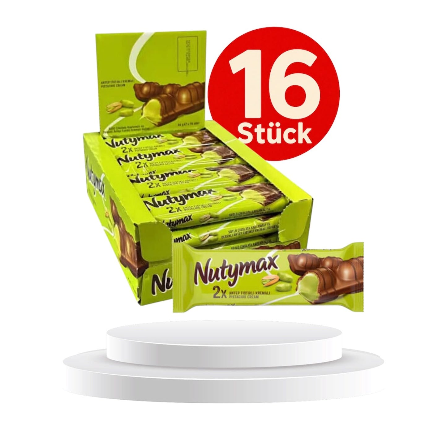 Nutymax Pistaziencreme Riegel in Milchschokolade 16 Stück