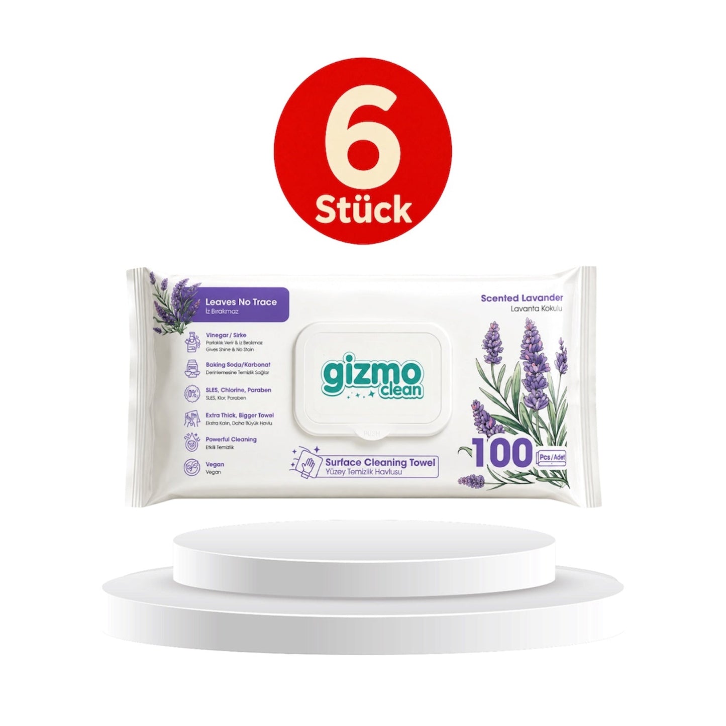 Gizmo Clean Surface Cleaning Towels Lavendelduft