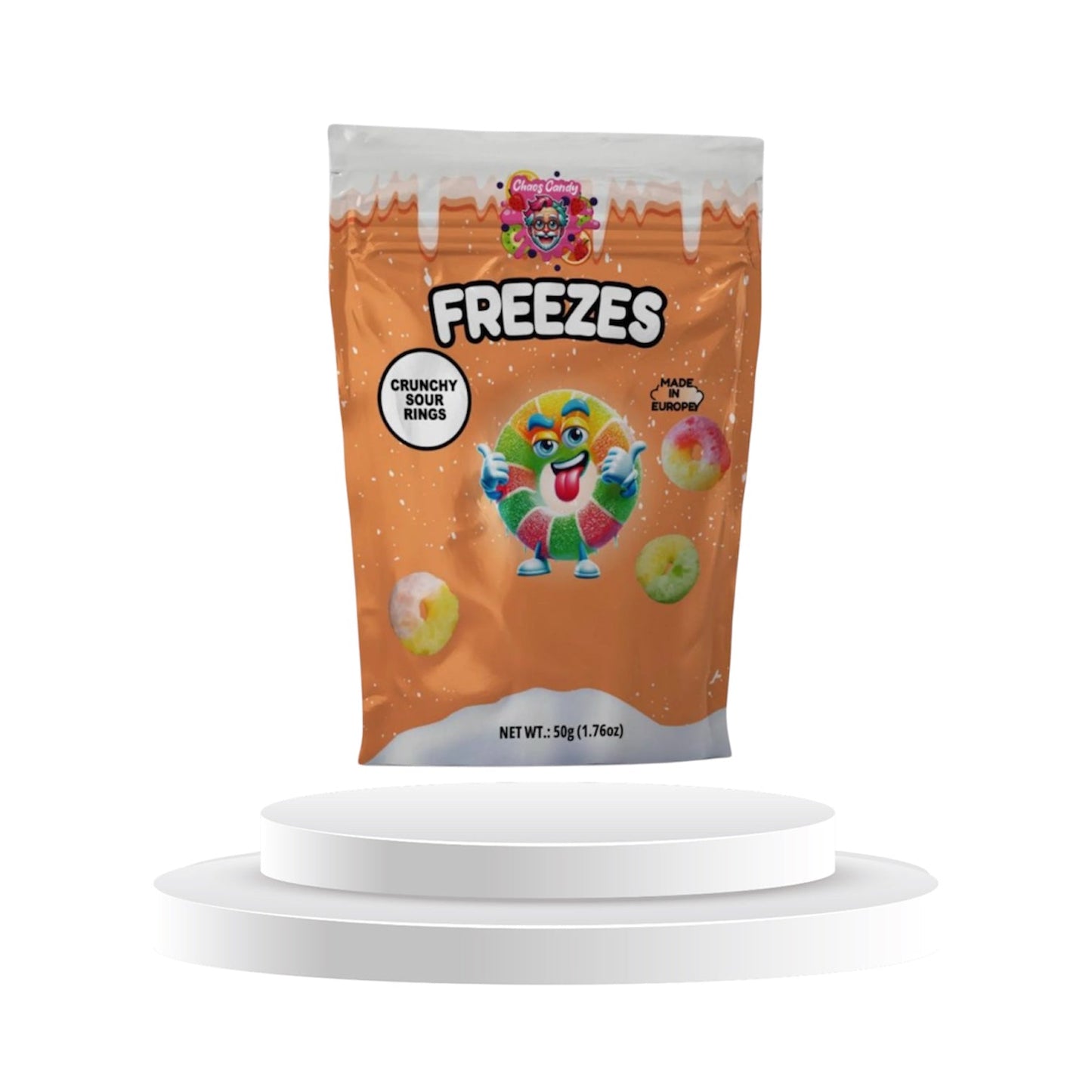 Chaos Candy Freezes Crunchy Sour Rings 1 Kolli = 24 Stk