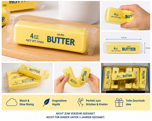 Butter Squishy 113g – Realistische Anti-Stress Butter Attrappe