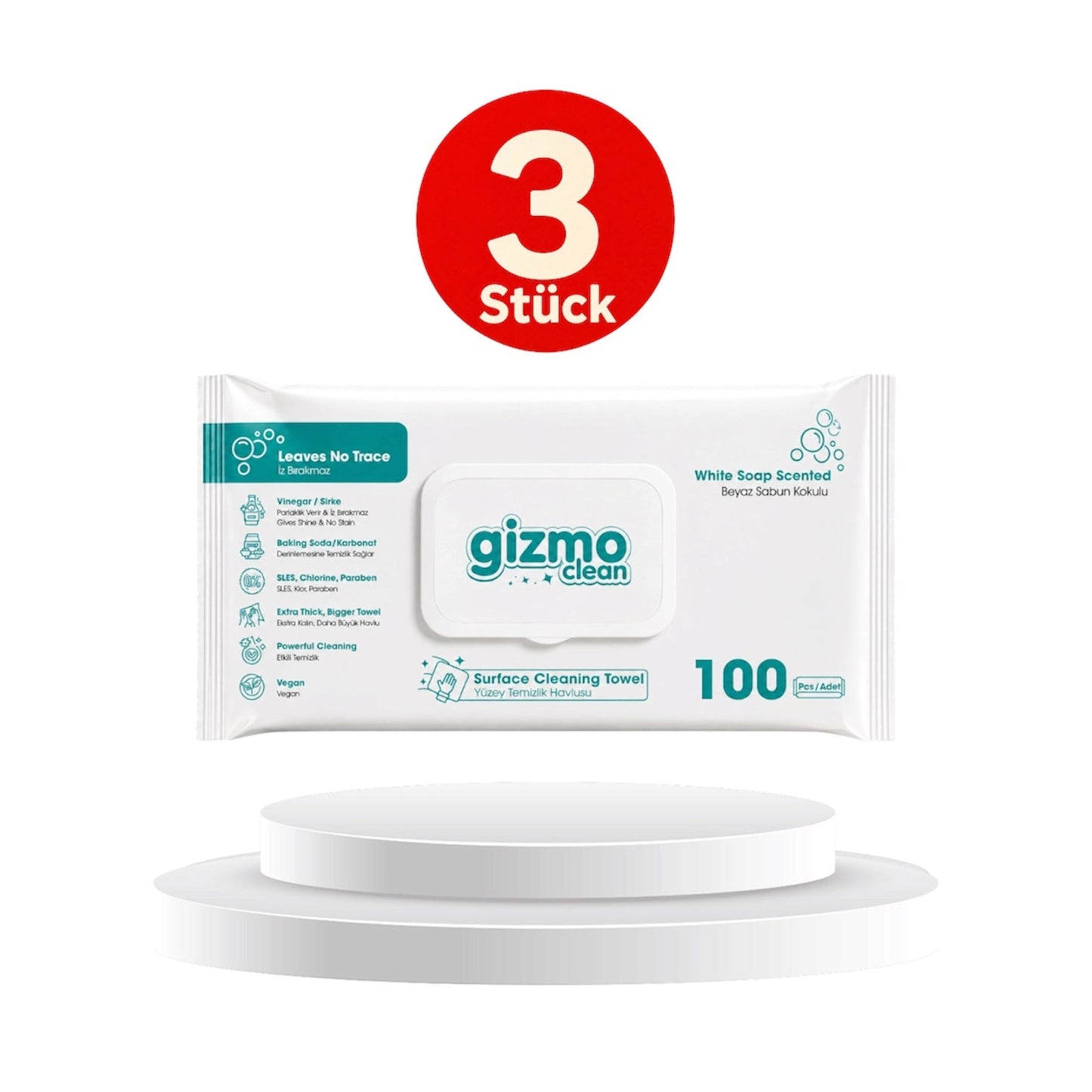 Gizmo Clean Surface Cleaning Towel White Soap