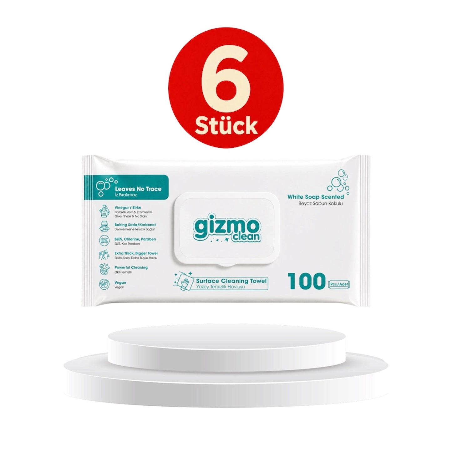 Gizmo Clean Surface Cleaning Towel White Soap