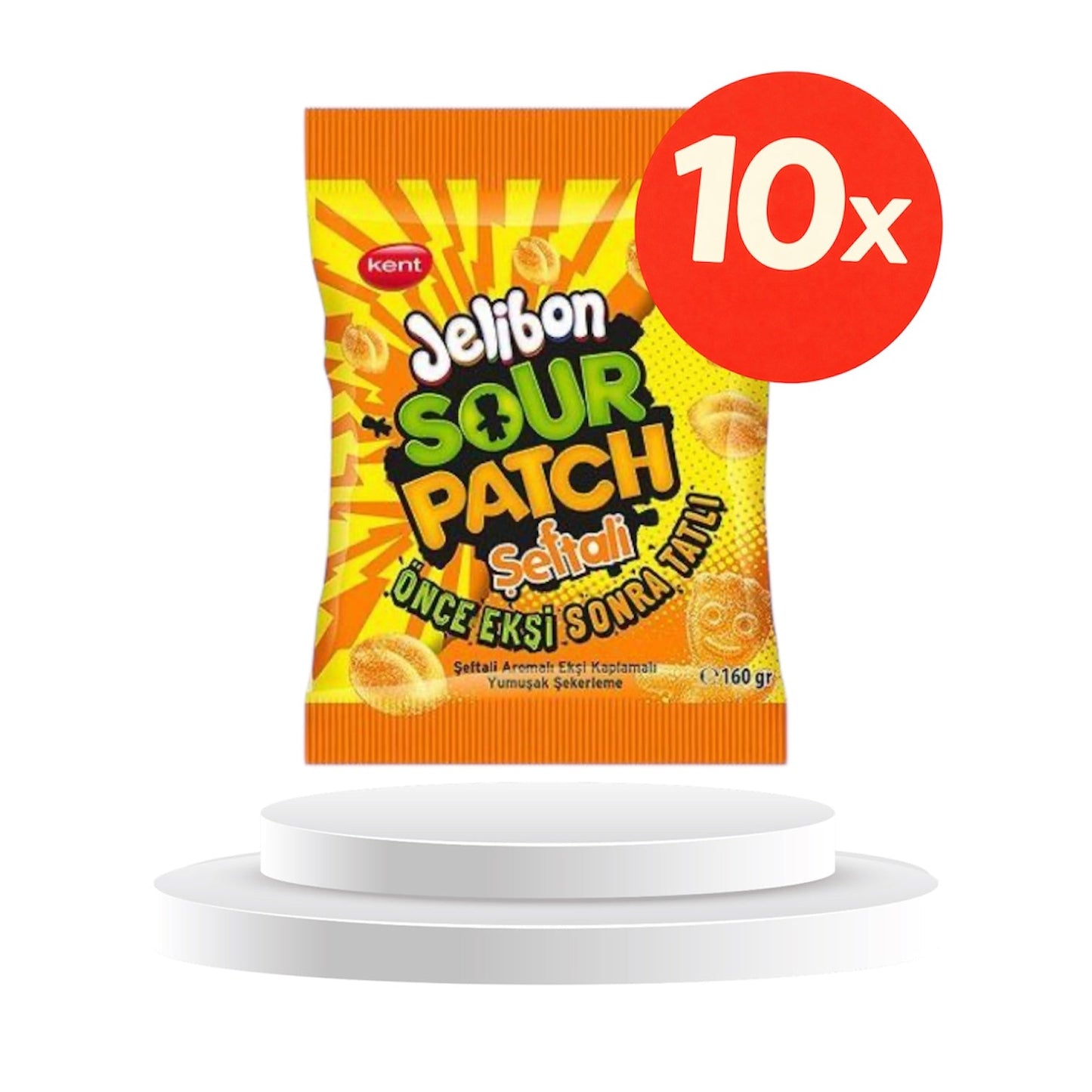 10er Jelibon Sour Patch Peach Türkisch  (Şeftali 160g) 06.03.2025 MHD